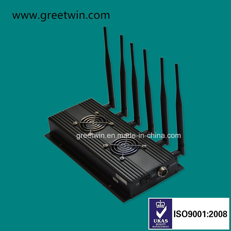 Desktop RF 3G 4G 50m 433MHz 6 Antenas Bloqueador de señal GPS