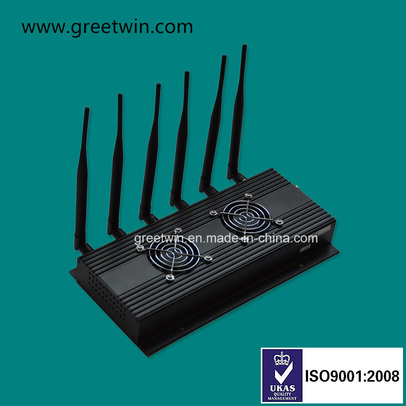 Desktop RF 3G 4G 50m 433MHz 6 Antenas Bloqueador de señal GPS