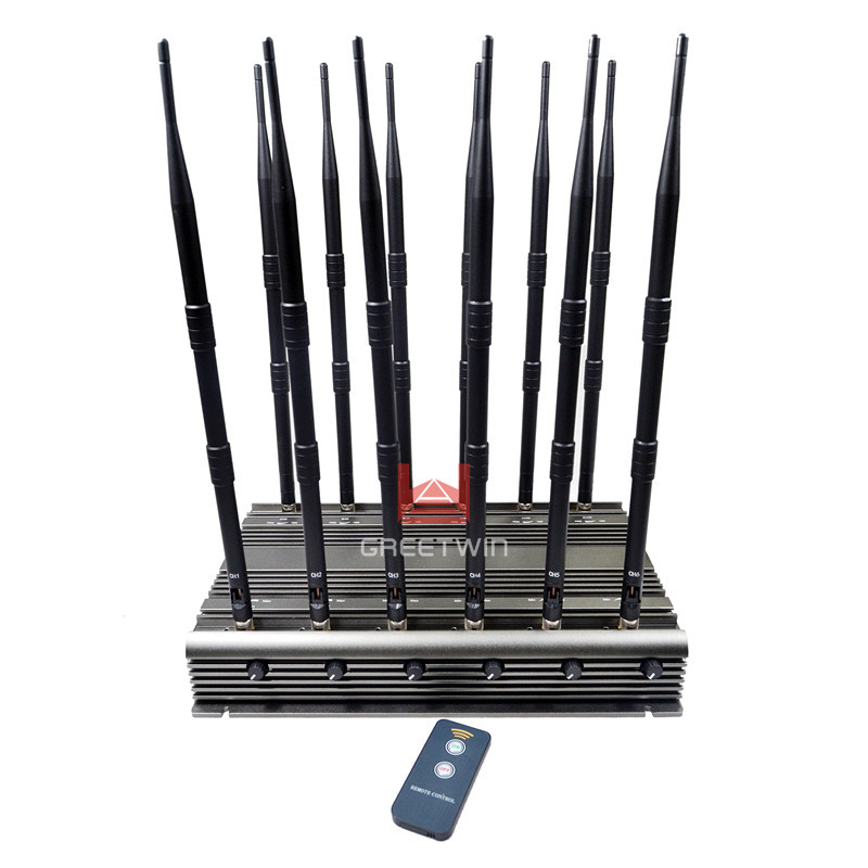 12 canales WIFI5.8G, UHF/ VHF LOJACK Distancia de interferencia 60m Jammer de señal